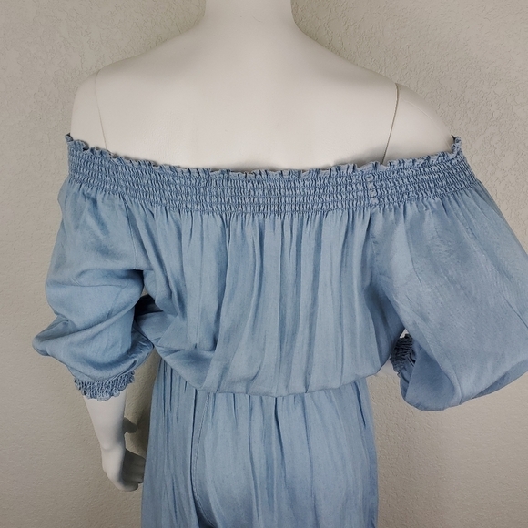Walter Baker Off Shoulder Blue Denim Womens Jumpsuit Size XL - Picture 6 of 12